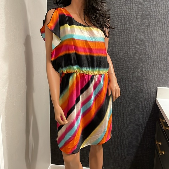 BXC: One shoulder rainbow dress. Large - Picture 5 of 6